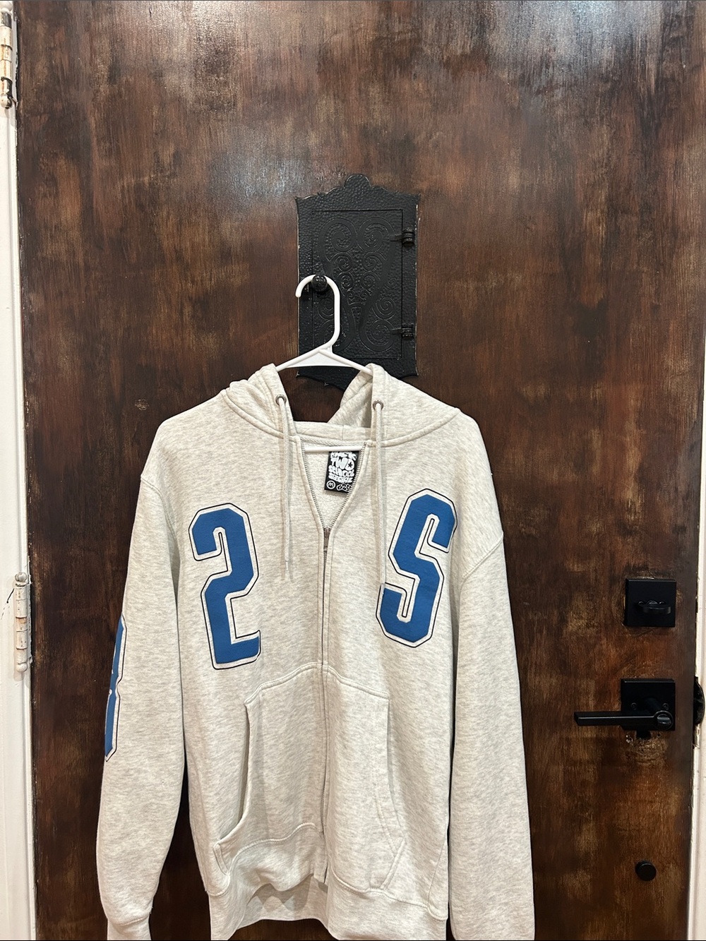 Urban Outfitters Cream Zip Hoodie with Blue Number